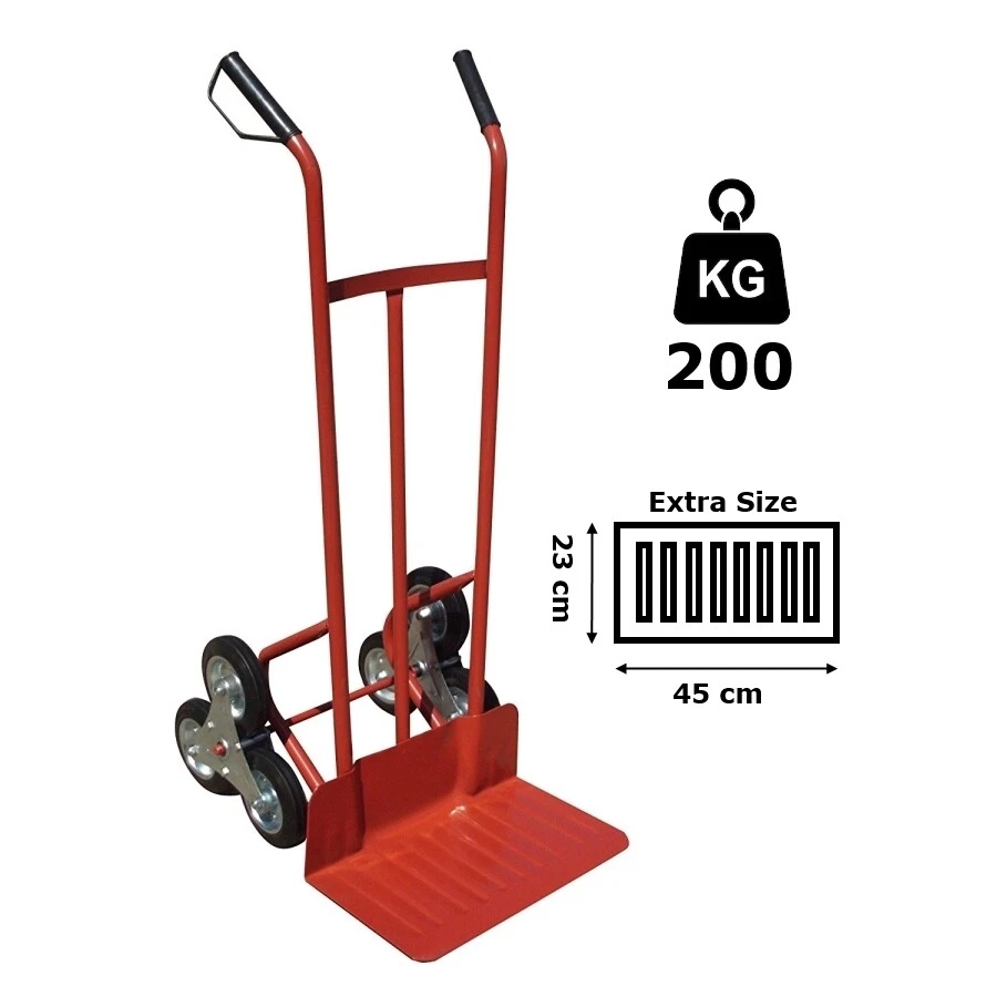 GRECOSHOP Carrello Portapacchi/Portatutto/Portasacchi 200Kg saliscale/sali scale tre ruote