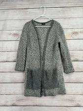 Varma Icelandic Wool Open Front Cardigan Sweater Women's Size Medium Gray/White