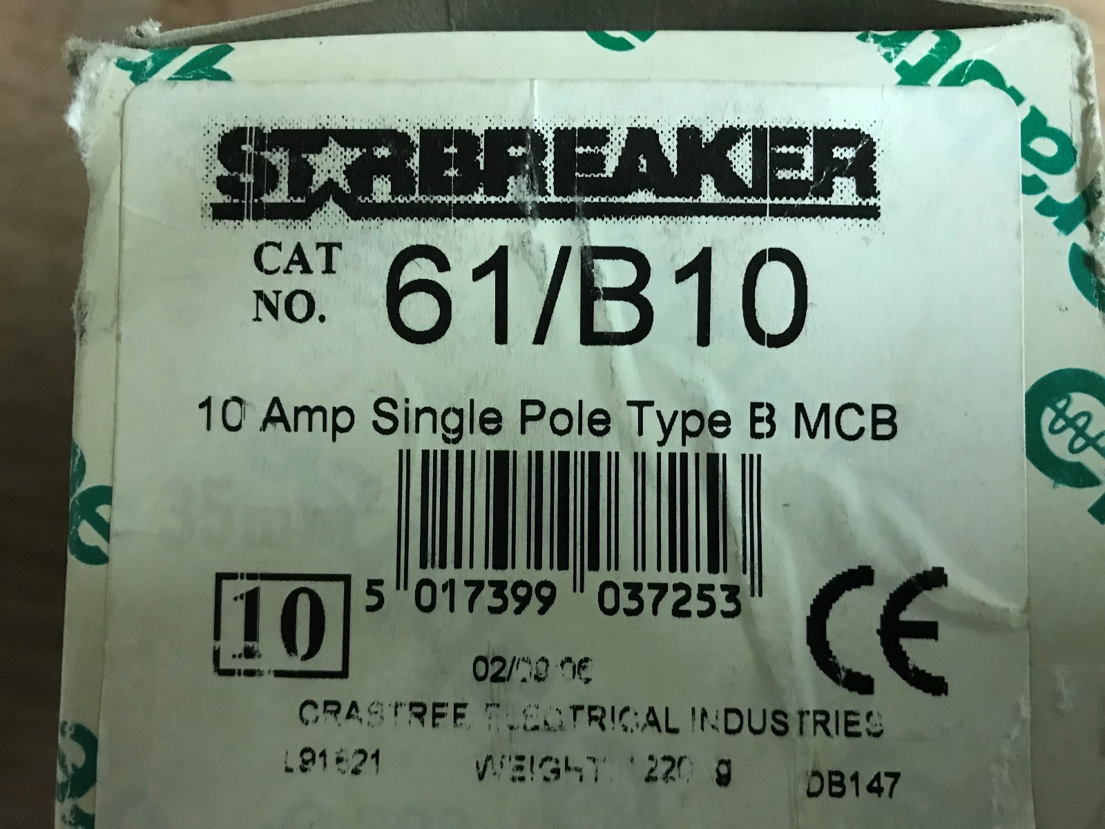 Crabtree Starbreaker 61/B10  10A  1P  MCB