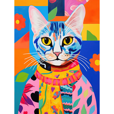 Die Katze im Kaftan Kunstwerk Kühn Lebendig Moderne Volkskunst Leinwand Poster Kunst
