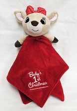 Rudolph Clarice Red Reindeer Lovey Plush Fleece Security Blanket Baby's First
