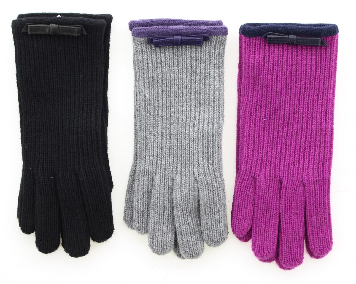 R.Sショップ Coach Women's Winter Gloves, Merino Wool, Leather Trimmed Glove