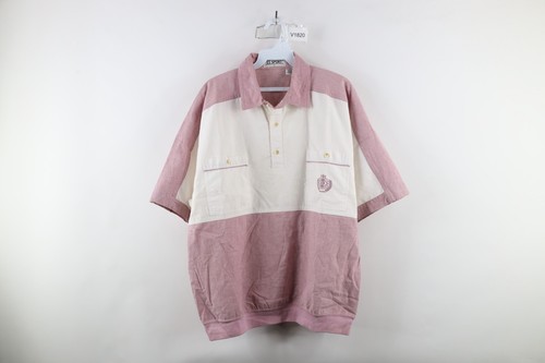 Vintage 90s Streetwear Herren Large Faded Chambray Color Block Pullover Poloshirt