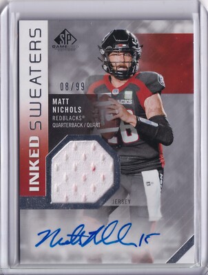 2021 SP Game Used CFL Matt Nichols Auto Inked Sweaters /99 #IS-MN Redblacks 