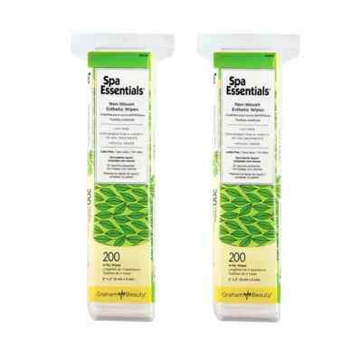 2 PACK  Graham Beauty Spa Essentials Non-Woven 2'' x 2'' Esthetic 200 Wipes 52508