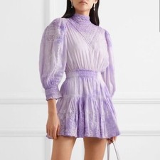 NWT LoveShackFancy Viola Tie Dye Lace Mini Dress Lavender Purple Size P (XS)
