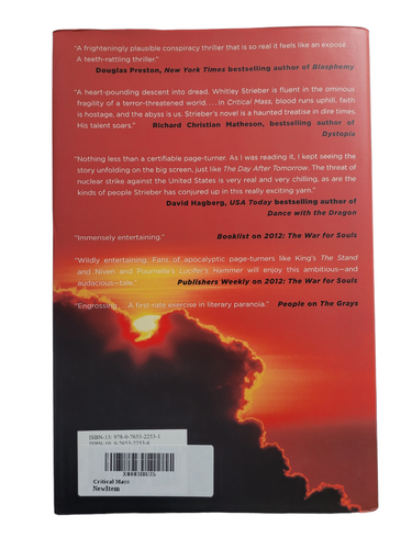 Whitley Strieber *CRITICAL MASS* Hardcover First Edition Book w/ Dust Jacket - Picture 2 of 10