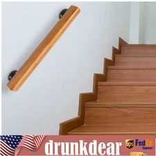 Wood 2 FT Handrail For Steps Stair Railing Hand Rail Wall-mounted Indoor Rail