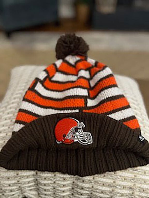 Cleveland Browns Knit Beanie '47 Orange and Brown pattern