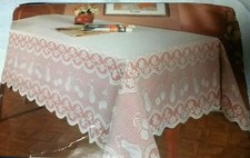 Home Trends Lace Tablecloth Jacquard Fruit Oblong White 60" x 102" New
