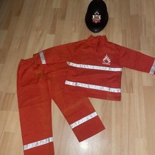 Kostüm👨‍🚒Feuerwehrmann Gr.116 Oberteil Hose Helm Rot  Weiß Schwarz Feuerwehr
