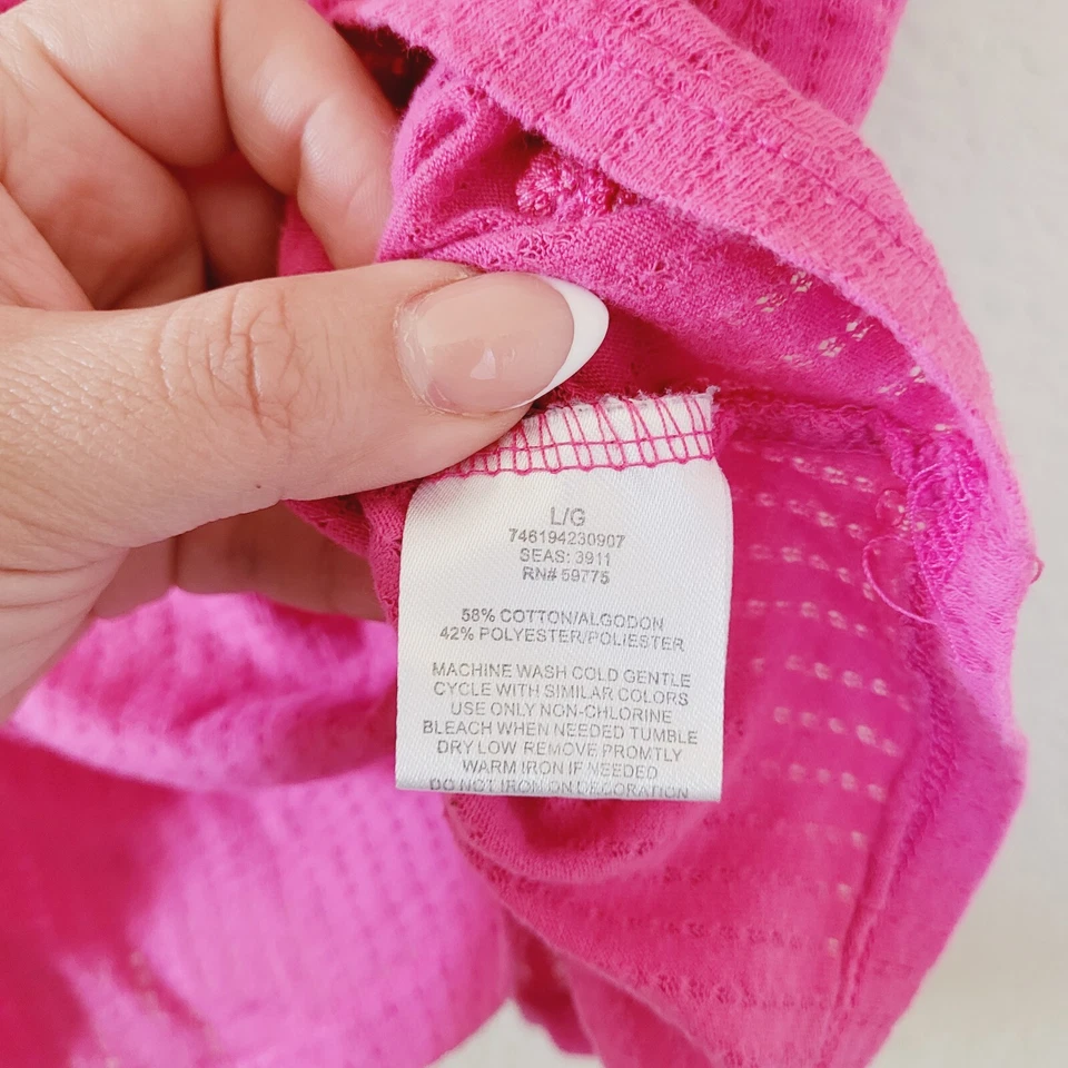 DREAM OUT LOUD Selena Gomez 90s Y2k Pink Lace Tank Size Large Sequin Bow Ribbed - Image 4 of 4