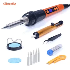 100W Electric Soldering Iron Tool Kit Solder Wire Tips  Soldering flux Holder