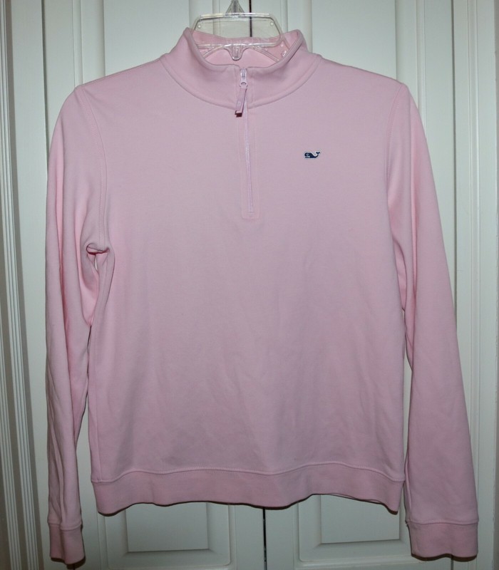 Youth Girl's Vineyard Vines Soft Pink Quarter Zip Pullover Size Large 14 