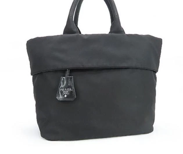 PRADA reversible tote bag handbag Testou double BN1959 NERO black nylon  leather | eBay