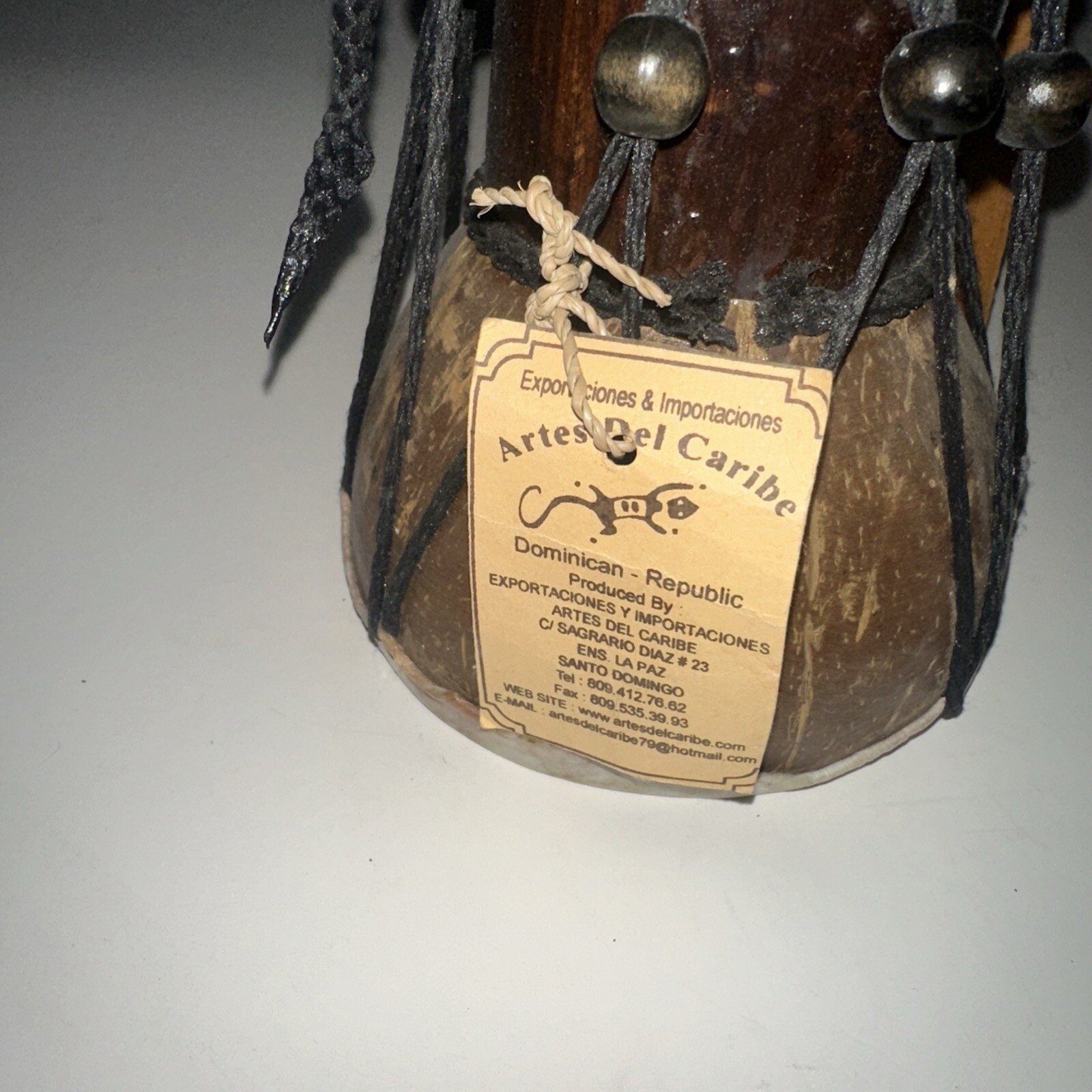 Tribal Djembe Drum Coconut Bamboo with Carved Sea Turtle Design 13” Tall Two End