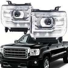 Headlights Headlamp For Gmc Sierra 2014-2018 Wo Drl Chrome Housing Clear Pair Headlights Headlamp For Gmc Sierra 2014-2018 Wo Drl Chrome Housing Clear Pair