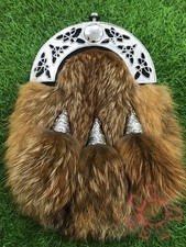 Scottish Handmade Vintage Dress Kilt Sporran Celtic Chrome Cantle Thistle Caps