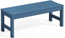 47 Inches Outdoor Bench, All Weather HDPE Backless Bench with Wood Grain Text...