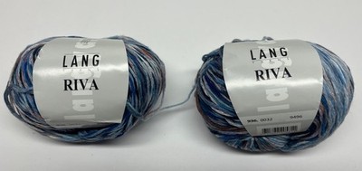 Lot of 2 Lang Yarns RIVA 52% Cotton 48% Acrylic 105 m/ea 9496 Blues Multi Color