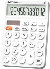12 Digit Desktop Calculator Large LCD Display Big Buttons Dual Solar Power
