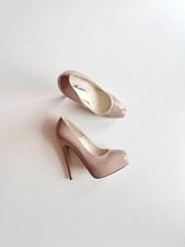 Zapatos de salón BRIAN ATWOOD Maniac 120 charol desnudo punta almendra plataforma, talla 36,5