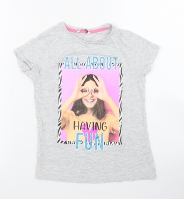 Pep & Co Mädchen grau Baumwolle Basic T-Shirt Größe 7-8 Jahre Rundhals - All about