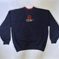 Vintage Embroidered Bird Sweatshirt Double Collar Cottagecore Grannycore Large