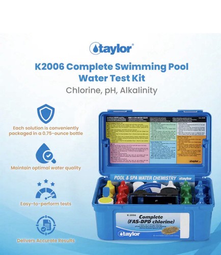 Taylor K-2006 FAS-DPD Pool Water Test Kit Chlorine pH Alkalinity Calcium