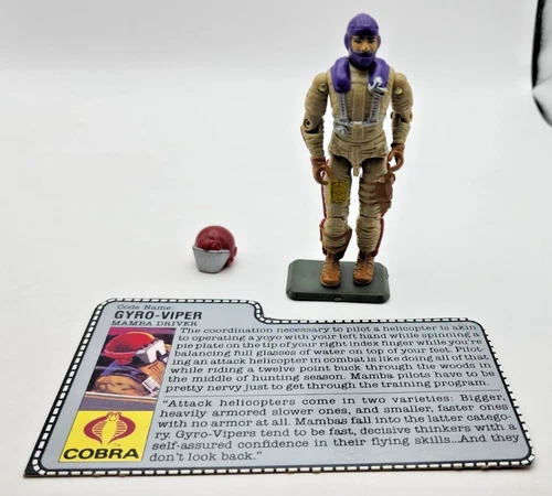 VTG 1987 GI Joe 3.75" GYRO VIPER Mamba Driver with File Card. c12