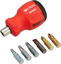 PB Swiss Tools 8453 Multi-bit Combination Screwdriver - Manual Red 