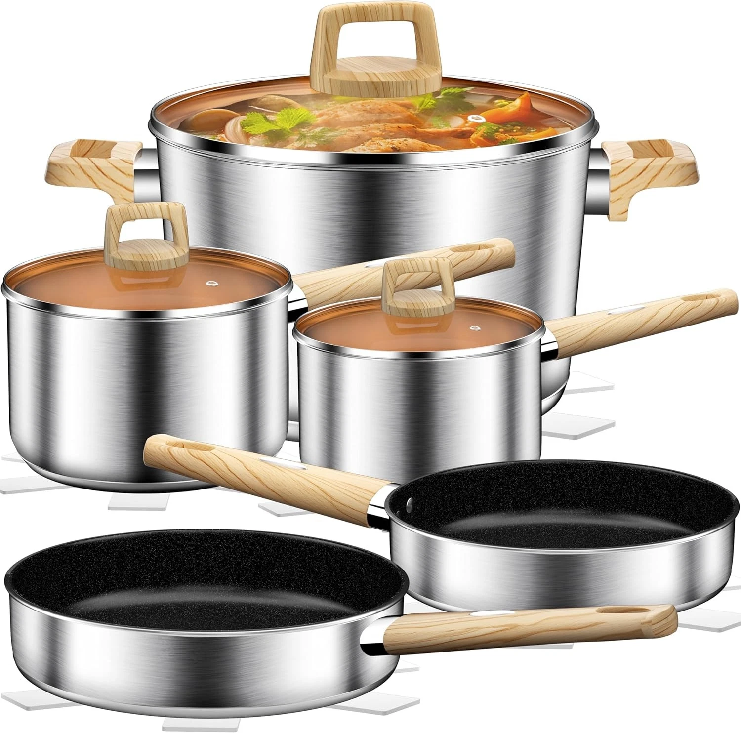 Stainless Steel Cookware Set 13PCS Pots & Pans Set Induction Cookware Kitchen