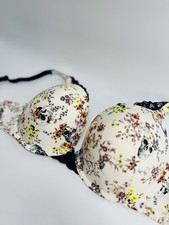 Torrid Curve Women Bra 40DD White Wildflowers Push Up Skull Plunge Underwire EUC