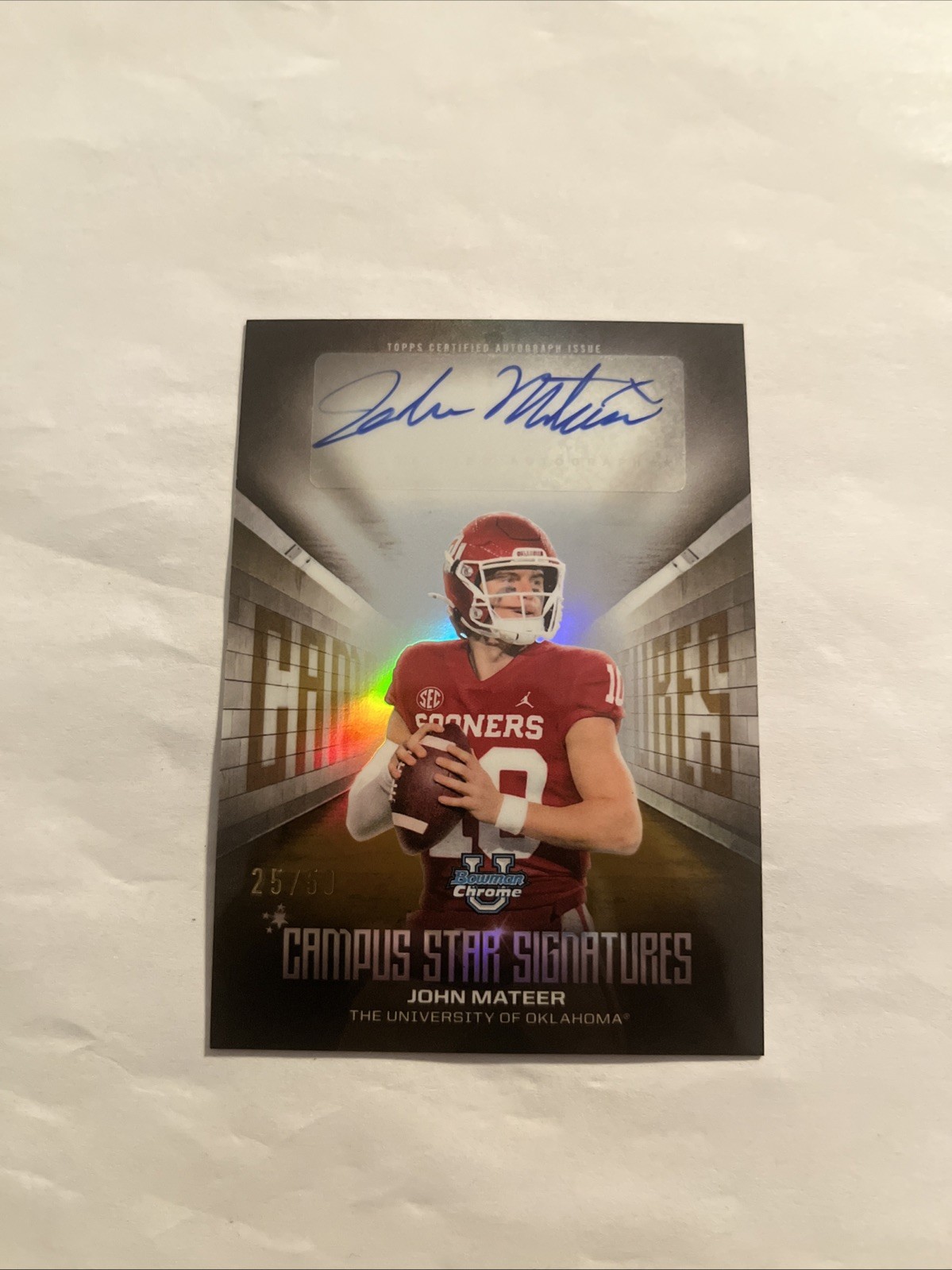 2025 Bowman Chrome University John Mateer Campus Star Signatures Gold #25/50