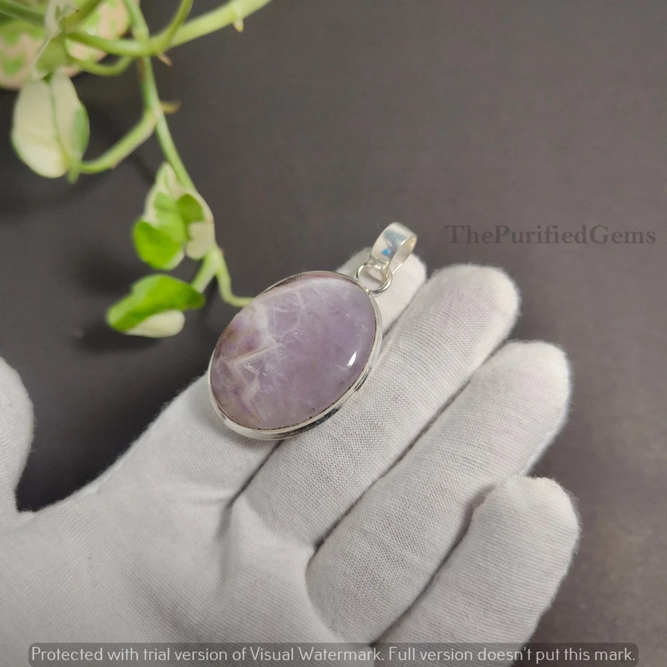 Elegante ametista 925 folheado a prata pingente joia vintage ~ Colar adorável - Imagem 4 de 4