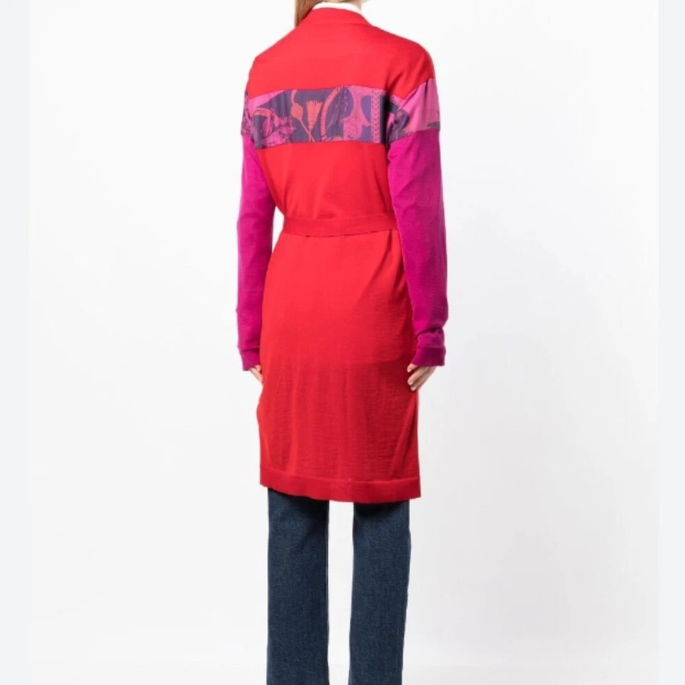 Salvatore Ferragamo Heritage Print Long Silk Cardigan - Image 3 of 4