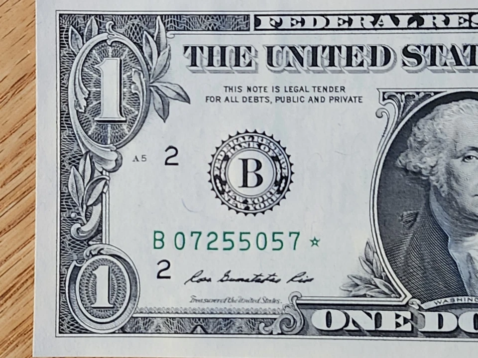 2013 B RARE DUPLICATE DC $1 STAR NOTE UNC/GEM B07255057* - Image 3 of 4