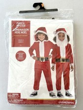 Child's Christmas Santa Costume Zip Up Hooded One Piece Suit Toddler 3-4 New