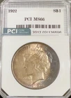 1922 -P MS 66 Peace Dollar Gorgeous TONED PCI SLABBED MINT 66