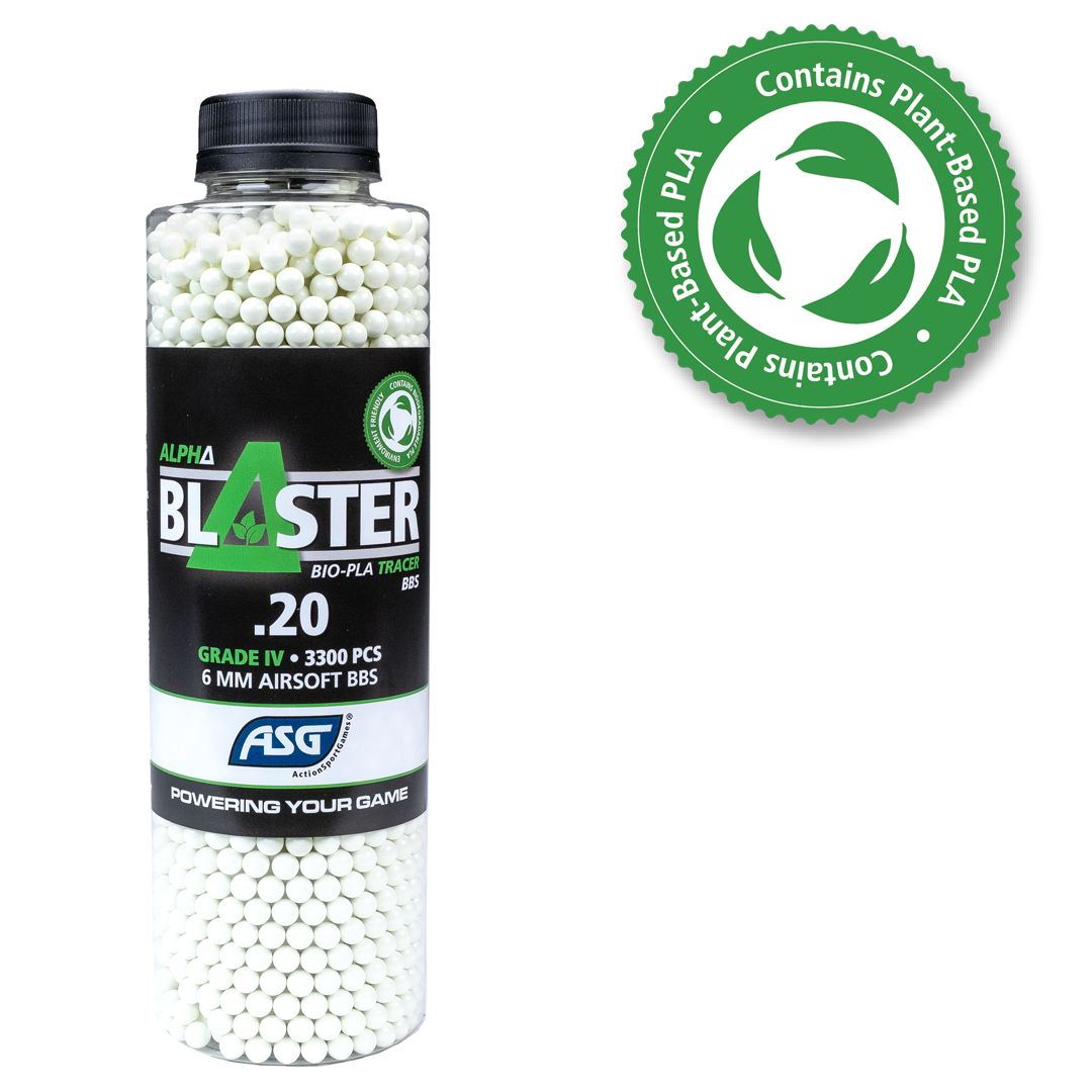 ASG Alpha Blaster PLA Green Tracer BBs 0.20g 3300 1 Bottle Airsoft Pellets 6mm