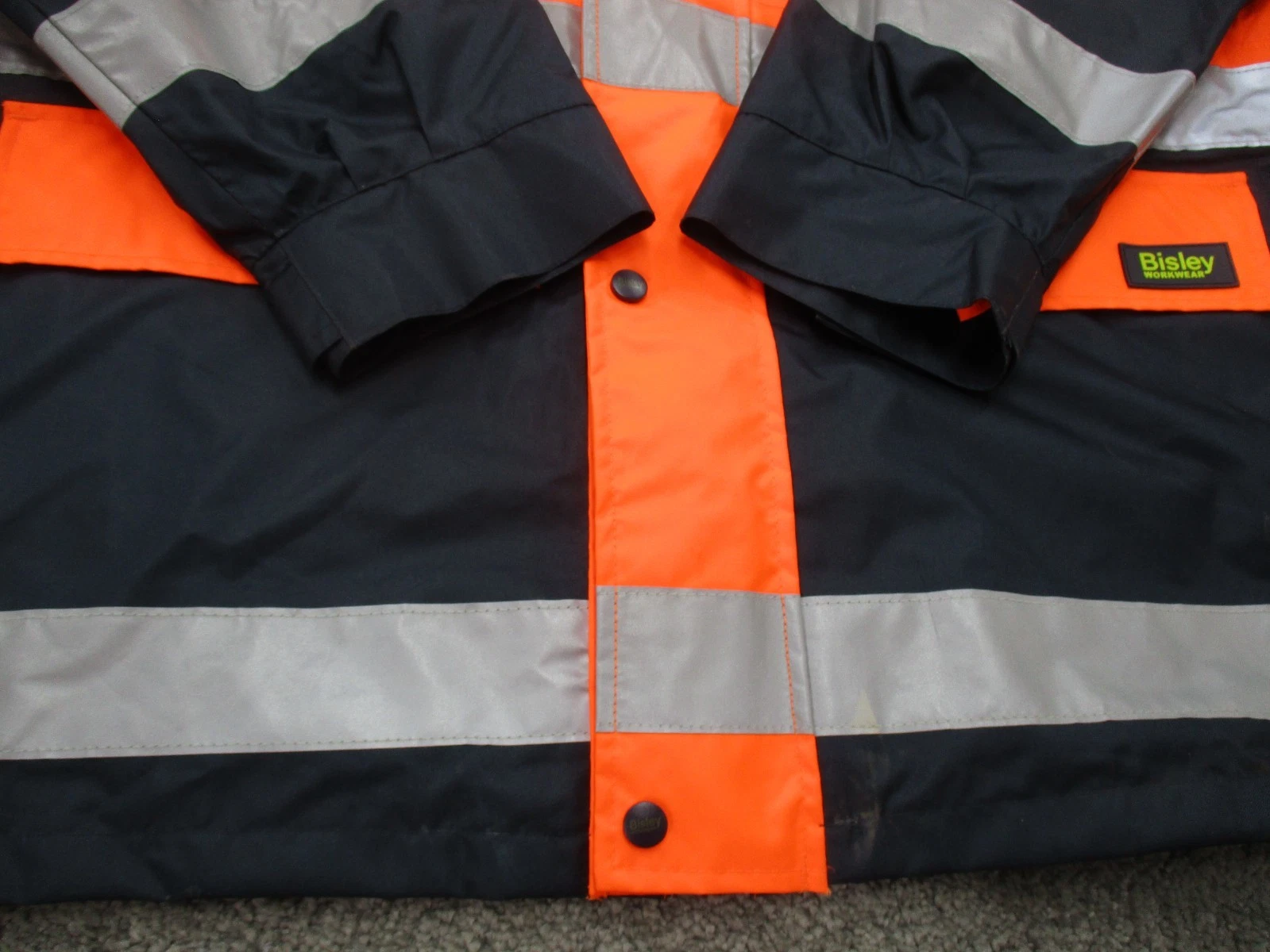 Bisley Tradie Jacket Large Long Sleeve Orange Blue Wet Weather Wear Zip Up - product detail image 3