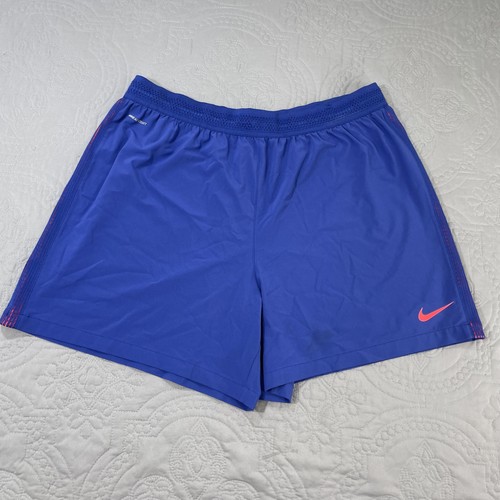 Nike Aeroswift Running Shorts Large Blue Red 831053-455 Drawstring Mens Athletic