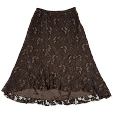 Vintage Y2K Midi Skirt Womens Small Brown Lace Asymmetrical Fairy Whimsigoth