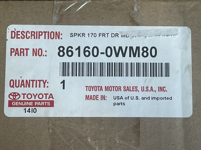 NEW LEXUS  MARK LEVINSON 86160-0W1M80 IS350 IS250 FRONT SPEAKER # 1  861600WM80