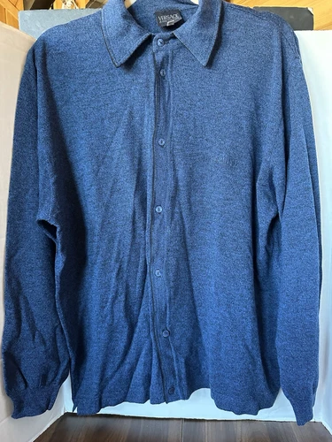 Versace Jeans Couture maglione blu maniche lunghe x fine lana merino vintage XXL