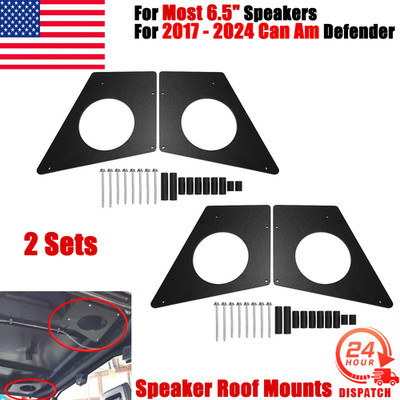 2 Sets For 17-24 Can Am Defender Speaker Roof Mounts Kit Fits most 6.5'' Speakers