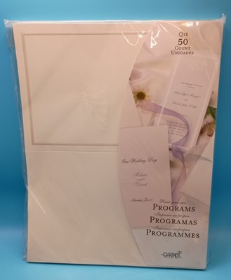 NEW Gartner Studios Pearl Ivory 50-count Print Your Own Program Paper Wedding