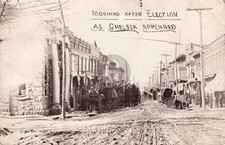 Street View Morning After Election, Chelsea MI Michigan RPPC Photo Postcard COPY Street View Morning After Election, Chelsea MI Michigan RPPC Photo Postcard COPY