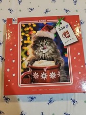 Ceaco 550 Pc Puzzle Christmas Cat Drinking Hot Cocoa Brand New
