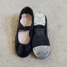 Capezio TAP SHOES Toddler Girls 8.5 Medium tele tone tap black excellent